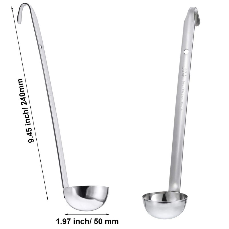 meekoo 3 Pieces Stainless Steel Ladle Soup Handle Ladle with Pouring Rim for Kitchen Cooking Soup Sauce(1 oz) - Image 4